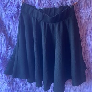 Black Textured Skater Skirt